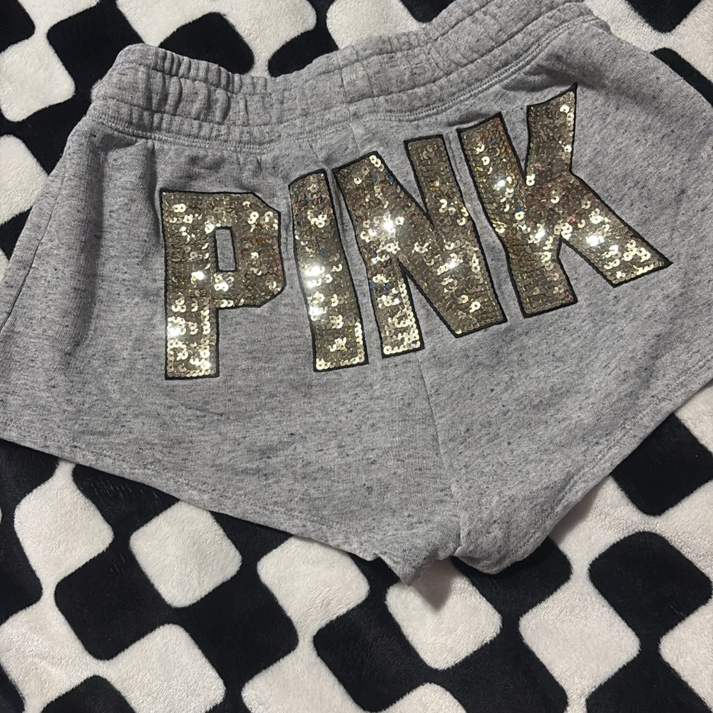 PINK Victoria's Secret Gray Shorts with Gold Sequins